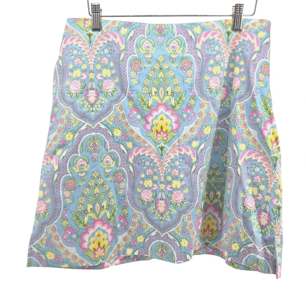 EP Pro Golf Skort Blue Yellow Floral‎ 10 Women's Skirt Pockets Activewear Tennis